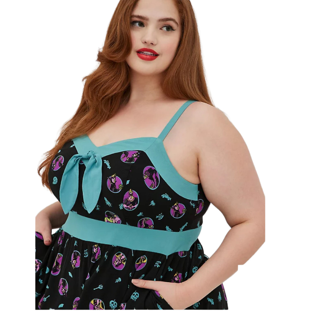 Torrid NWT Sweetheart Tie Front Dress Disney Villains Adjustable Strap Size 3X - Picture 4 of 10